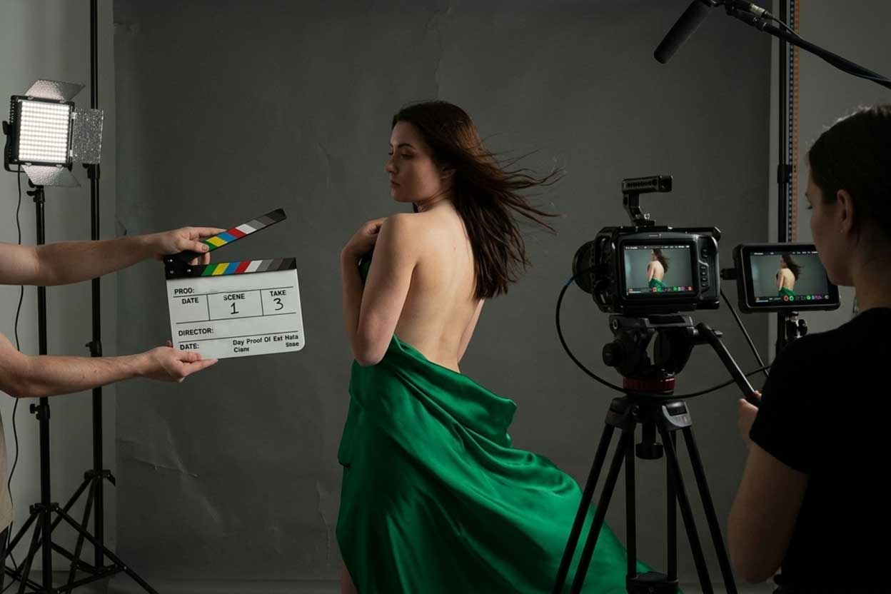 Commercial video production team filming an advertising campaign in Barcelona